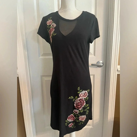 Bobbie Brooks T-shirt Dress‎ w Mesh and Floral Print size Medium - Picture 5 of 9